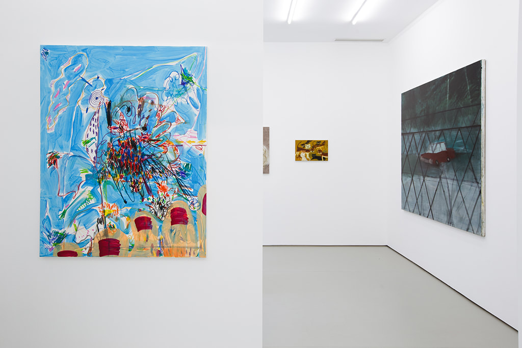 Installation view of Condo Shanghai at Gallery Vacancy with works by Wang Xiyao and Yu Nishimura.